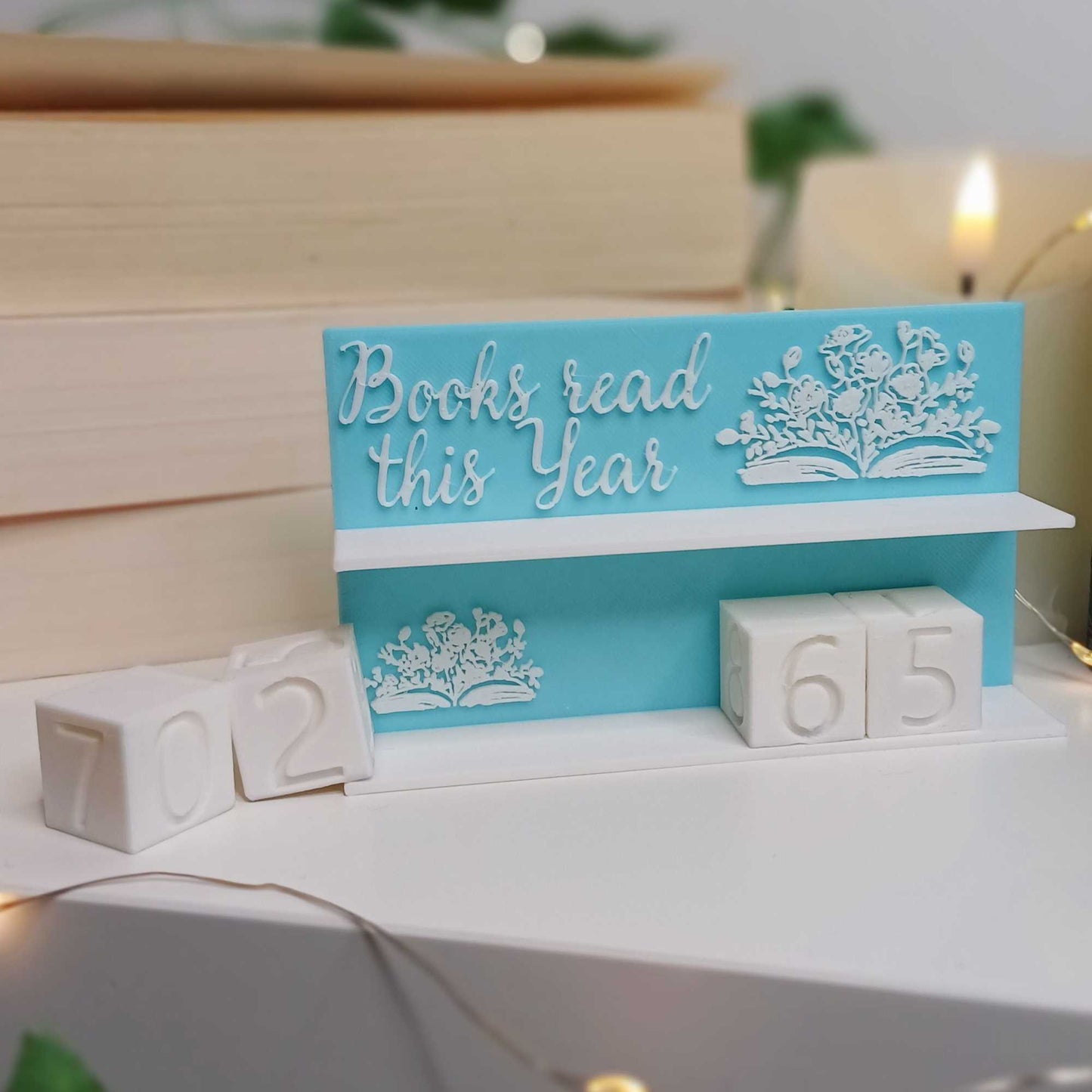 Bücherzähler/Tracker Mini Bücherregal Buch&Blumen