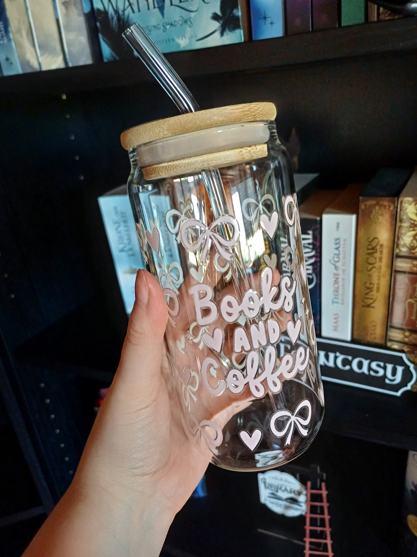 Books & Coffee Trinkbecher Glas Tumbler