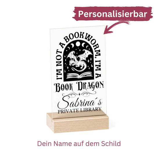 Bookdragon – personalisiertes Schild