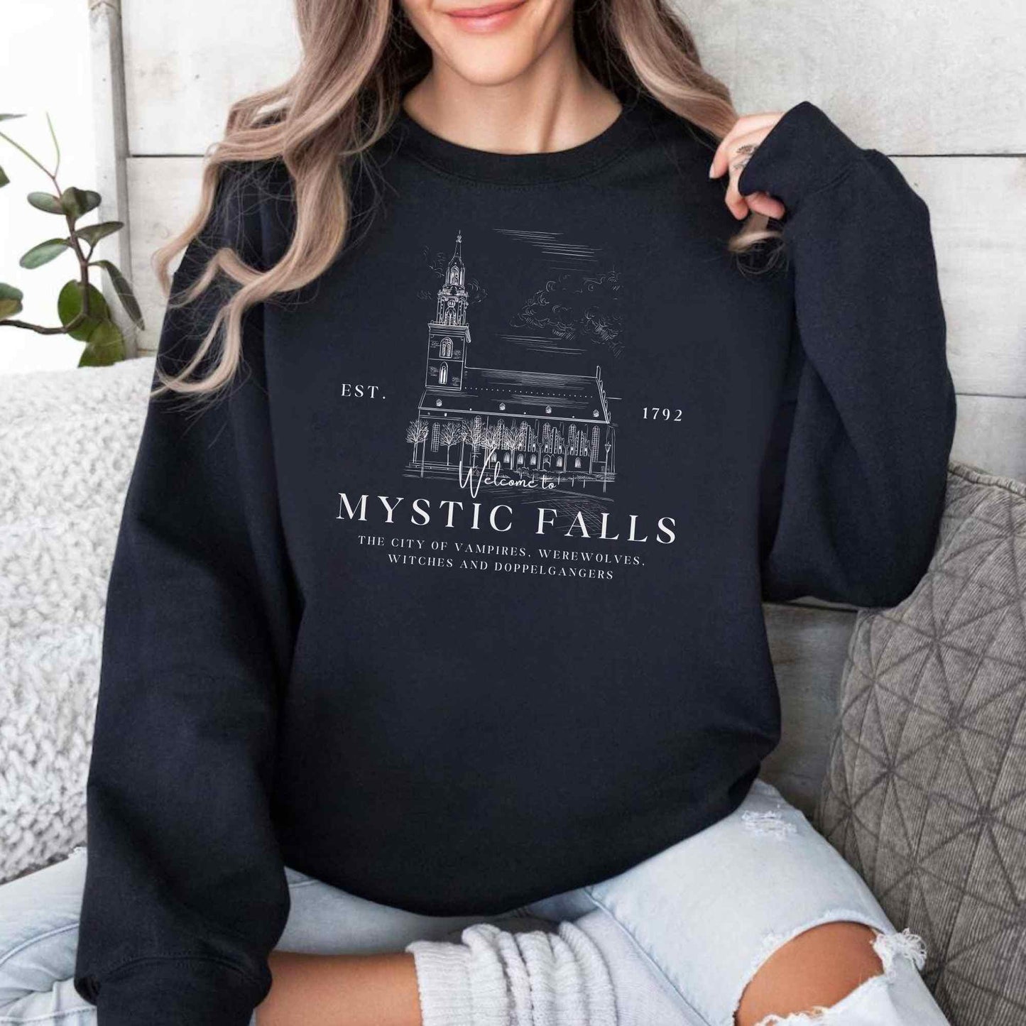 Mystic Falls Sweater, Vampire, Salvatore Brothers, Vampire Shirt, Demon and Stefan Shirt, werewolves, witches, Bookstagram, Bookfan Gift