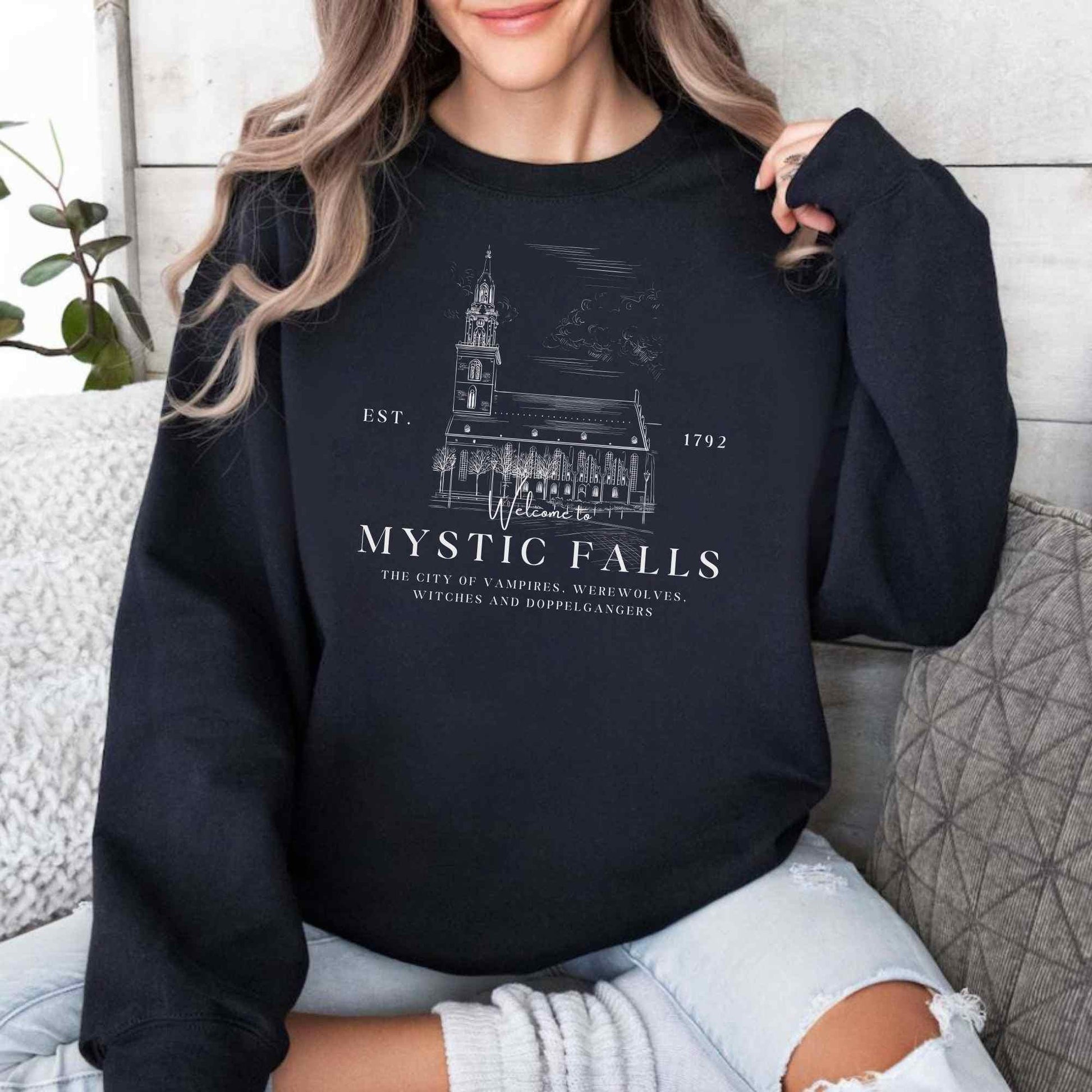 Mystic Falls Sweater, Vampire, Salvatore Brothers, Vampire Shirt, Demon and Stefan Shirt, werewolves, witches, Bookstagram, Bookfan Gift