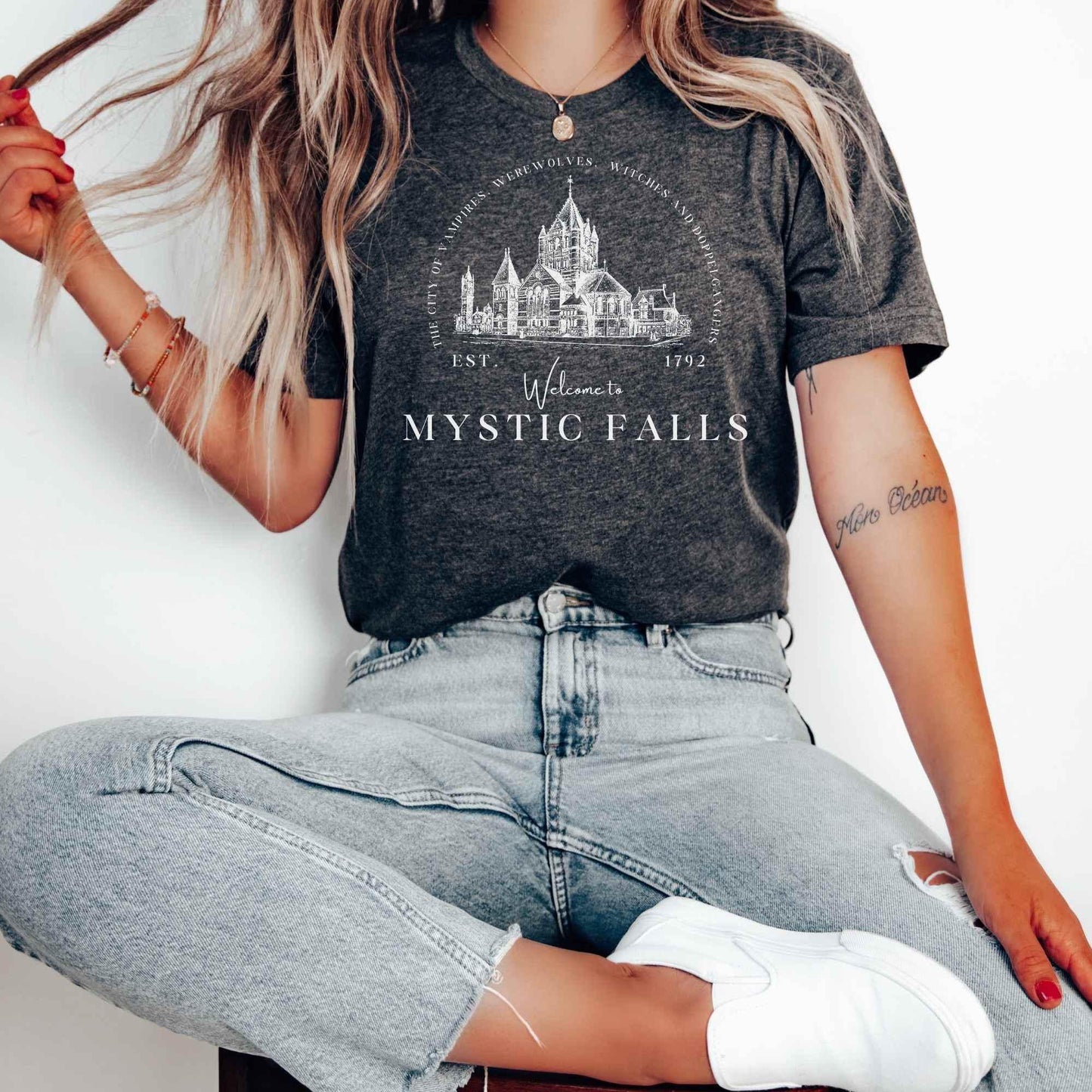 Mystic Falls Shirt, Vampire, Salvatore Brothers, Vampire Shirt, Damon and Stefan Shirt, werewolves, Diaries, witches, Bookstagram, Bookfan