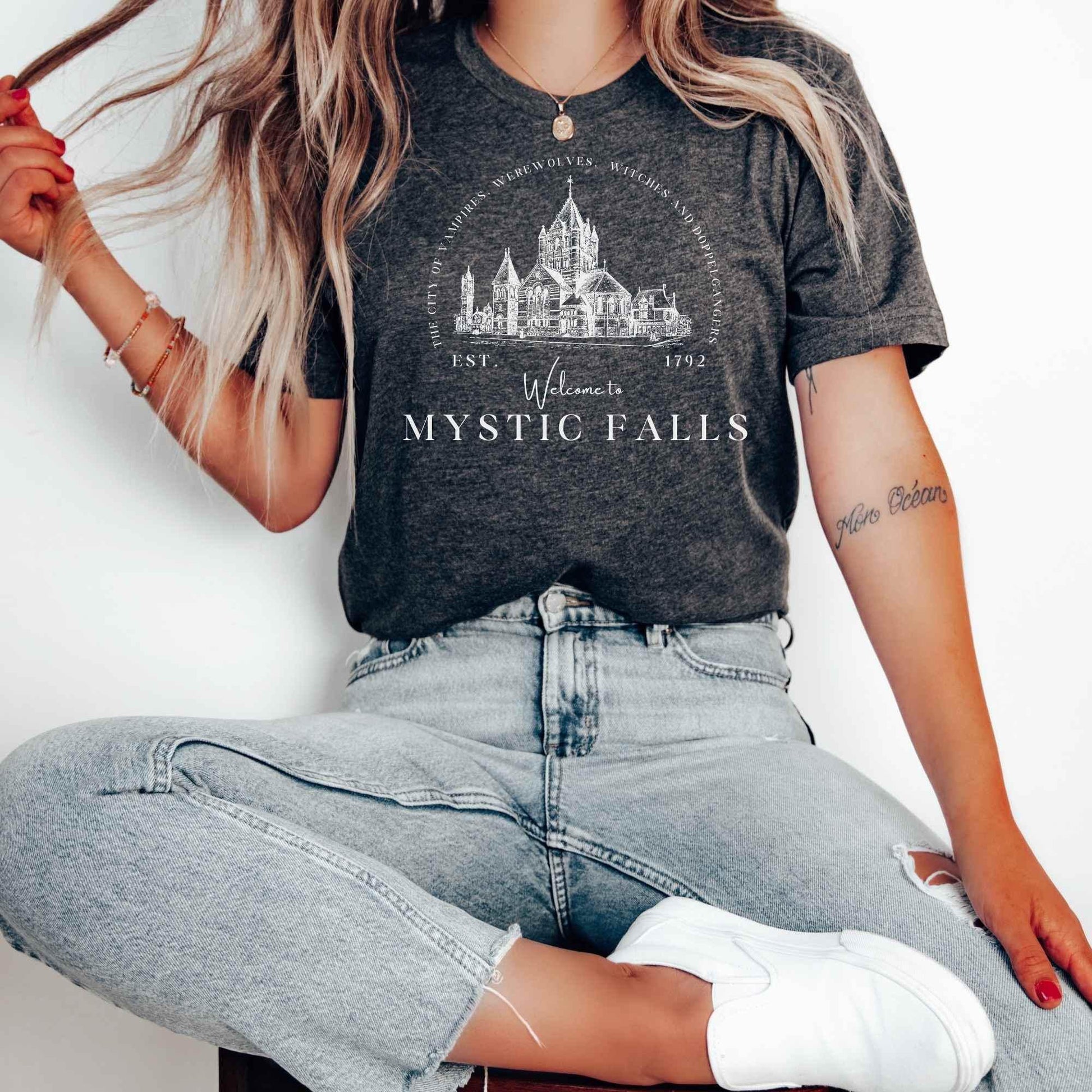 Mystic Falls Shirt, Vampire, Salvatore Brothers, Vampire Shirt, Damon and Stefan Shirt, werewolves, Diaries, witches, Bookstagram, Bookfan
