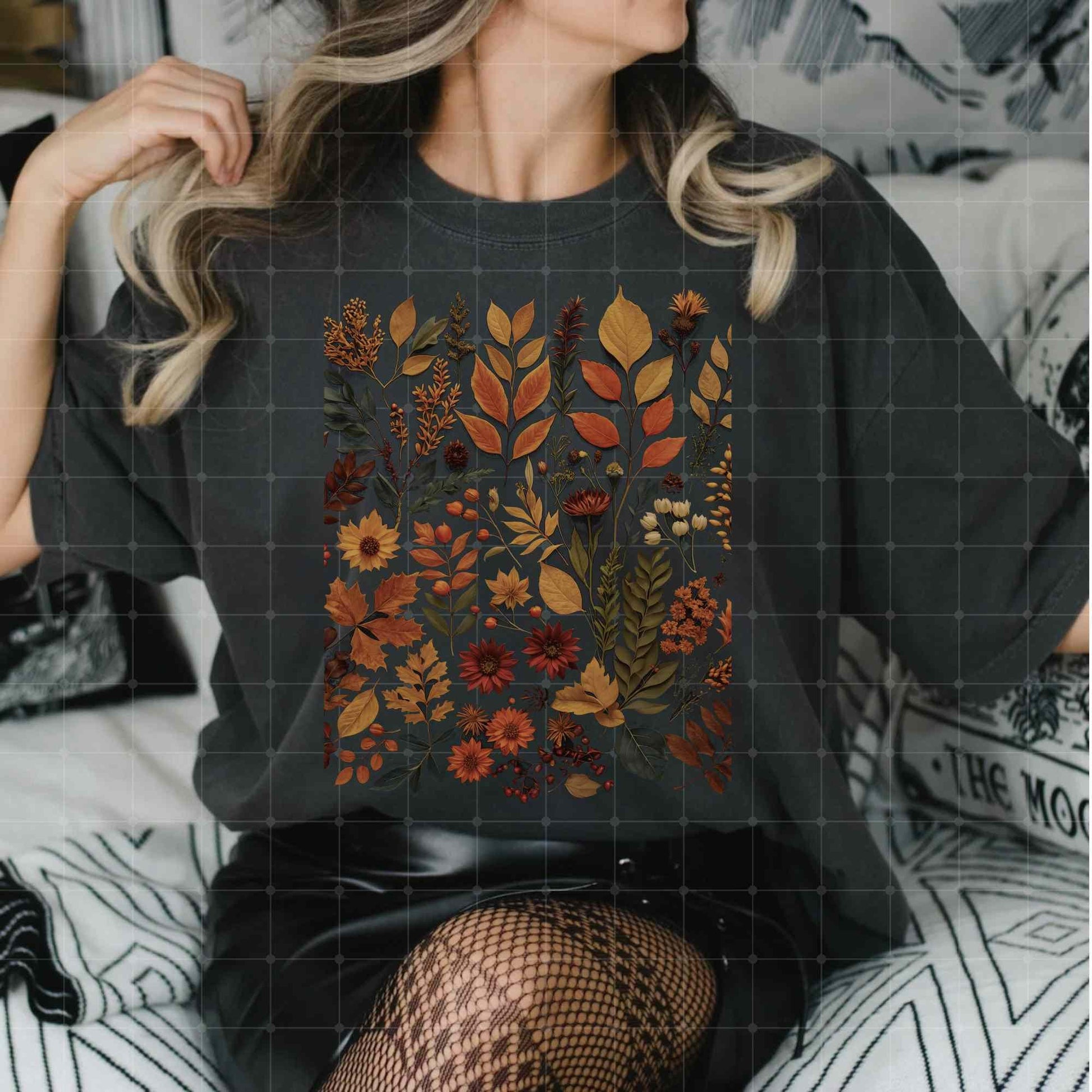 dark academia flowers Shirt, Moon Moth shirt, Goblincore Charms, Boho Wildflower Shirt, Moon Stars Botanical Floral Natur Top, Goth Shirt