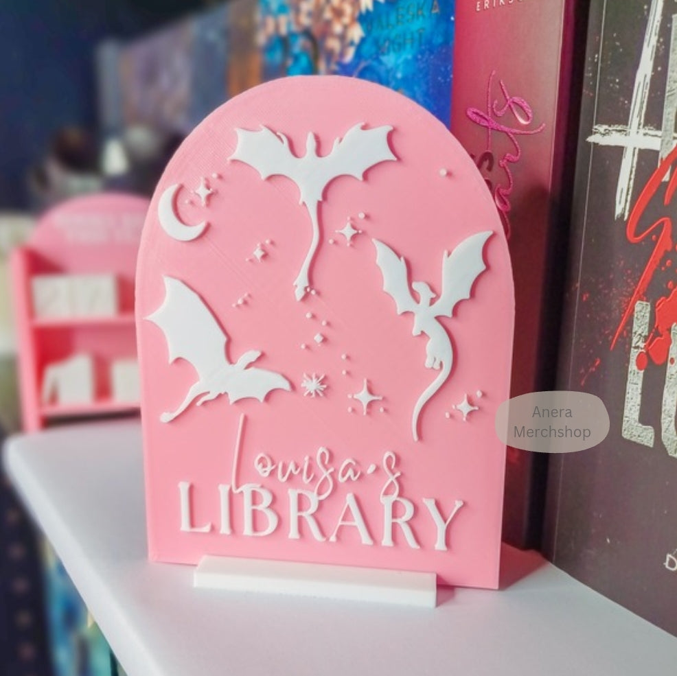Personalisierbares Bibliotheksschild Drachen