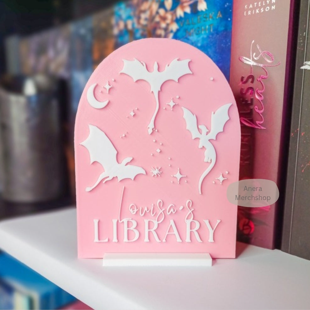 Personalisierbares Bibliotheksschild Drachen
