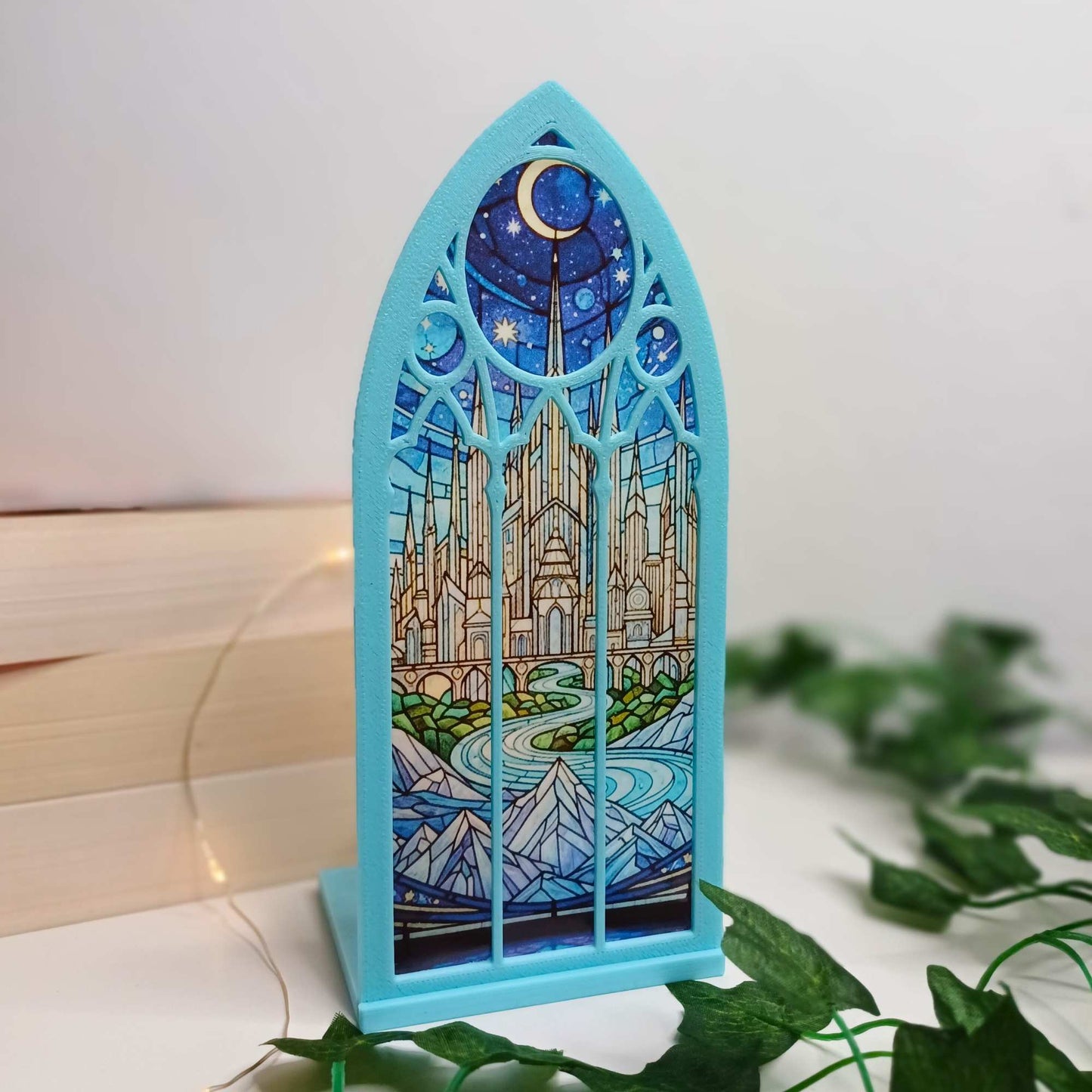 Glas-Schloss leuchtendes Booknook