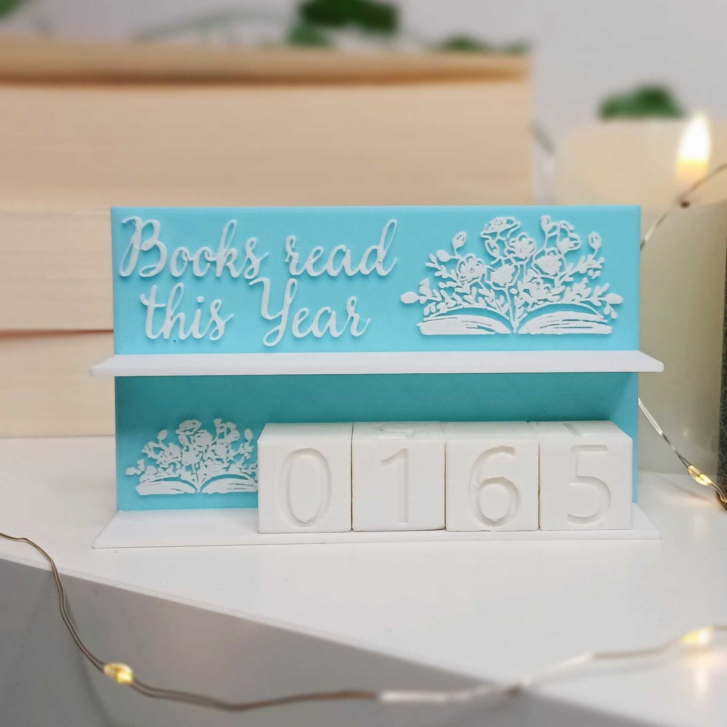 Bücherzähler/Tracker Mini Bücherregal Buch&Blumen