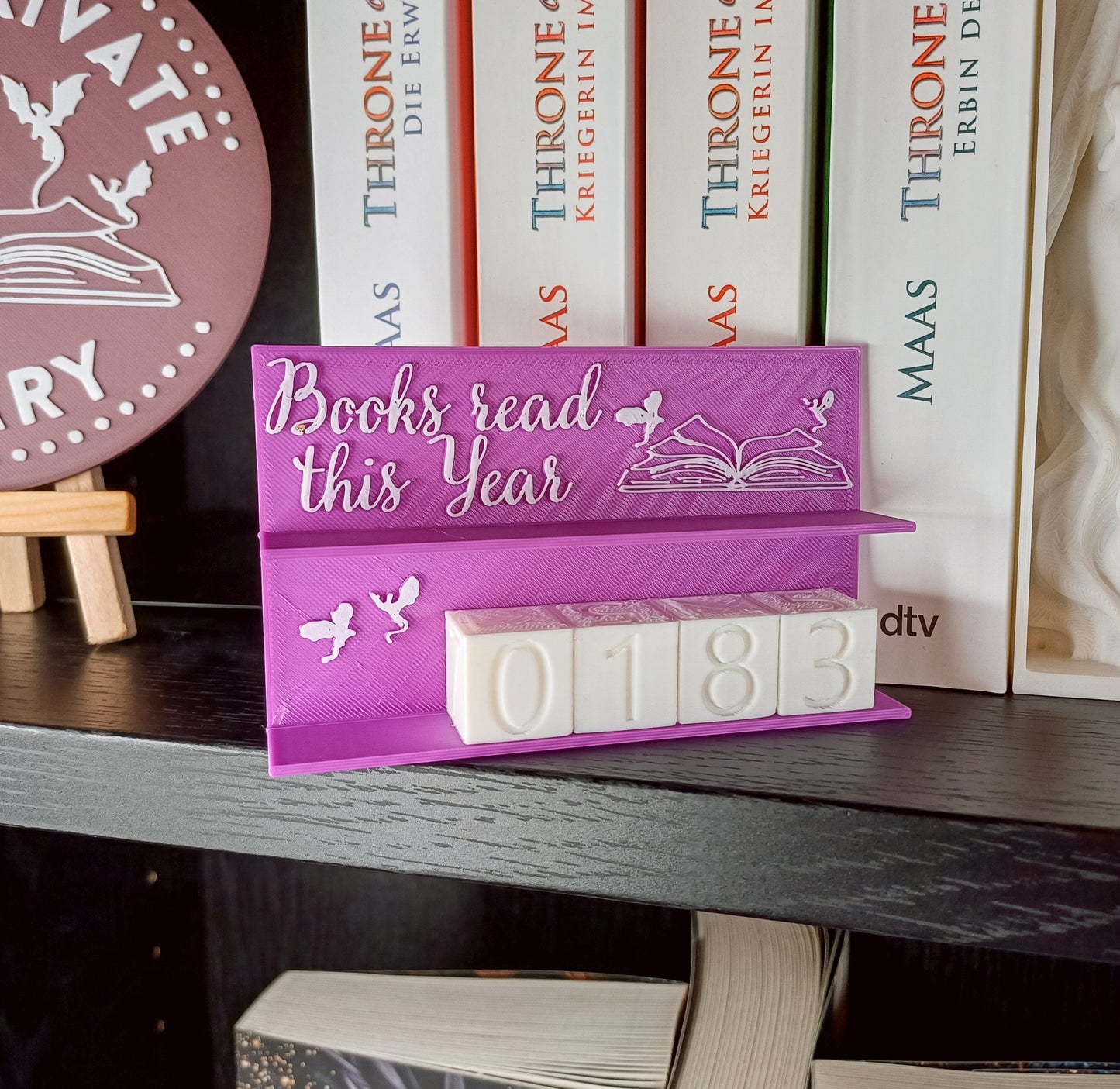 Bücherzähler/Tracker Mini Bücherregal Drachen