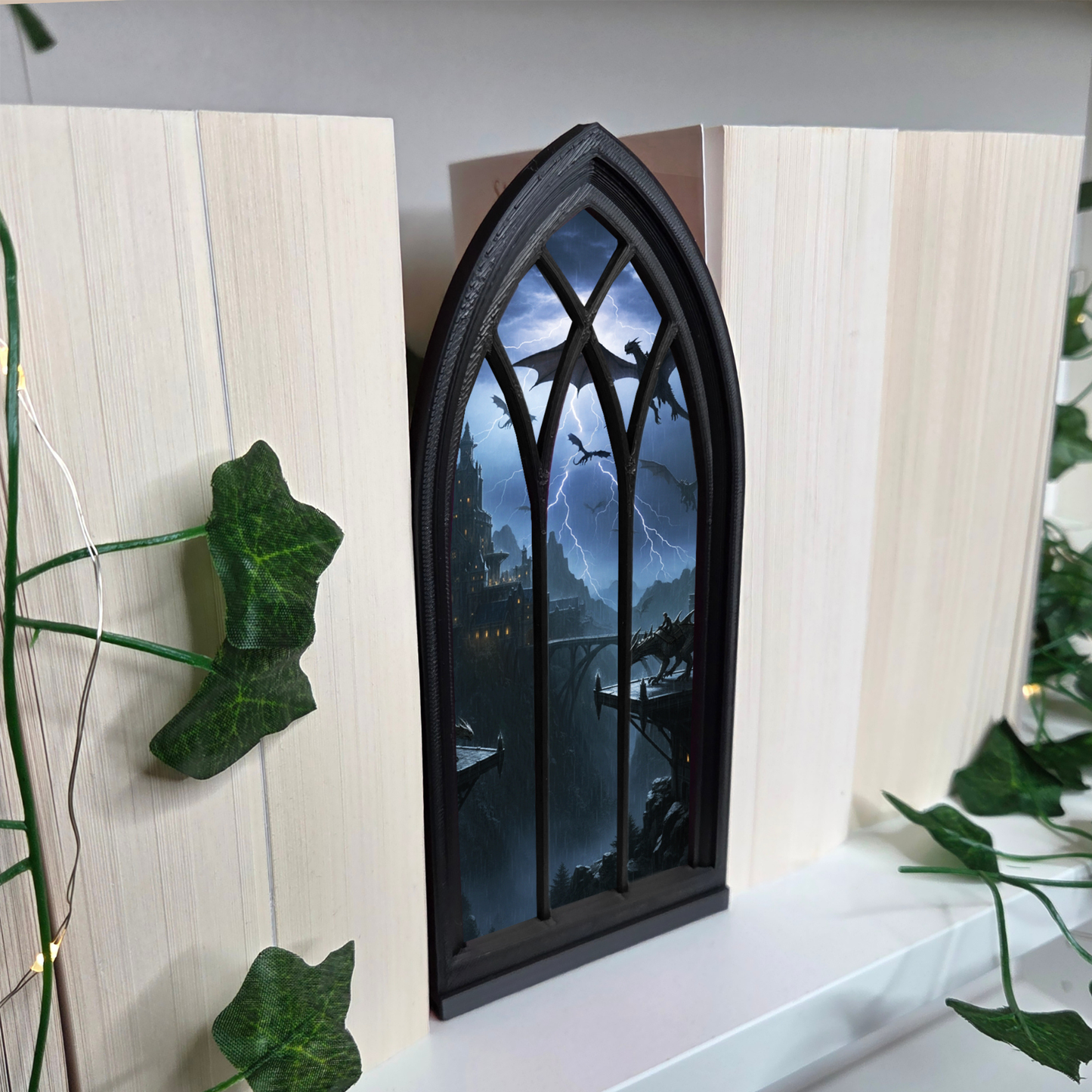 Drachen Burg Regalfenster Booknook