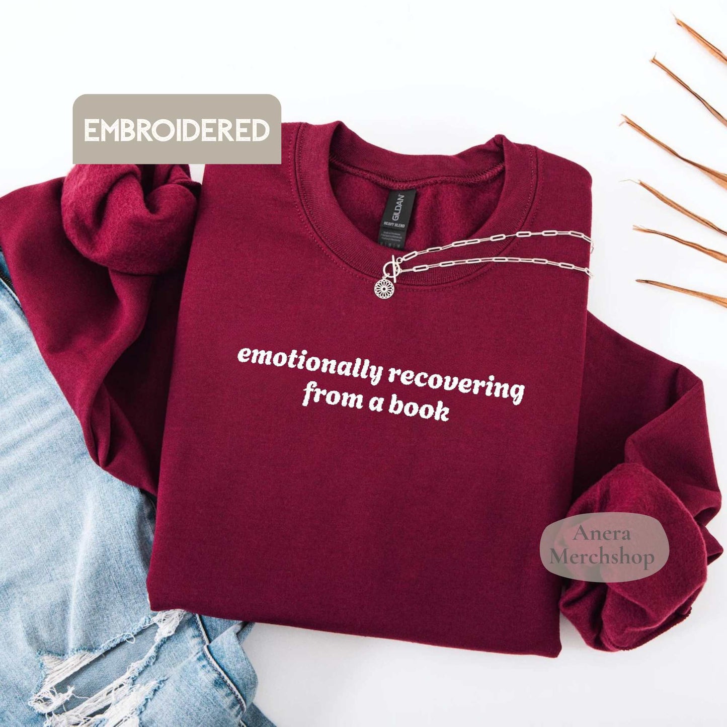 Emotionally Recovering Bestickter Pullover
