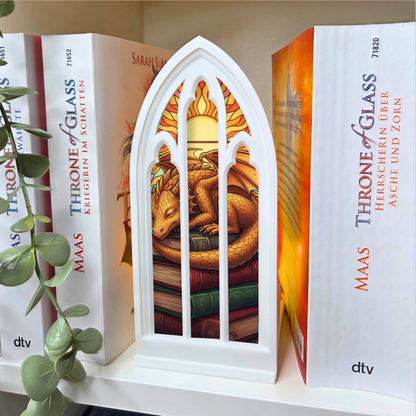 Goldener Buchdrache VORBESTELLUNG gotisches Fantasy Booknook Fenster