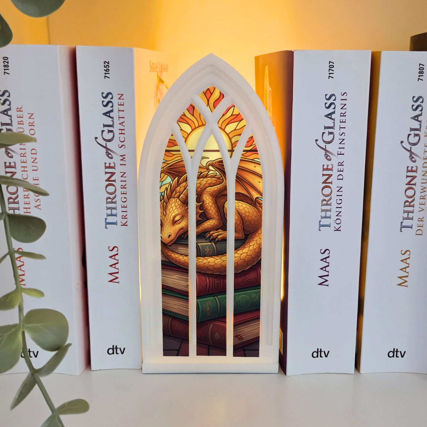 Goldener Buchdrache VORBESTELLUNG gotisches Fantasy Booknook Fenster