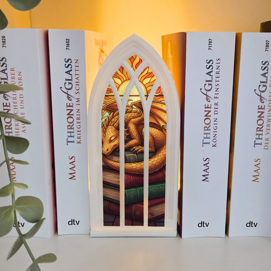 Goldener Buchdrache VORBESTELLUNG gotisches Fantasy Booknook Fenster
