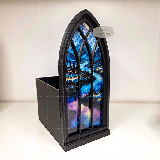 Fantasy Stadt Berge Leuchtfenster Booknook