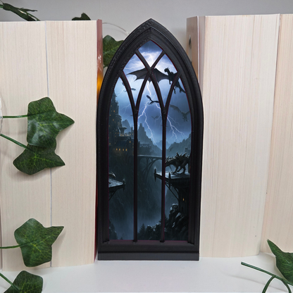 Drachen Burg Regalfenster Booknook