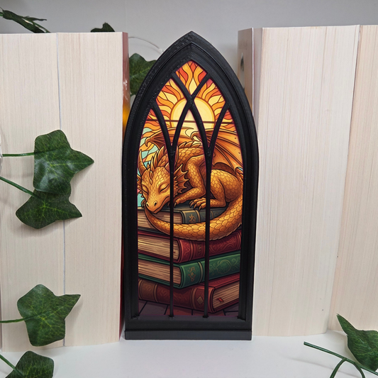 Schlafender Drache Regalfenster Booknook