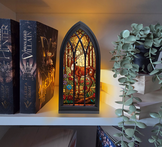 Brauner Hirsch Regalfenster Booknook