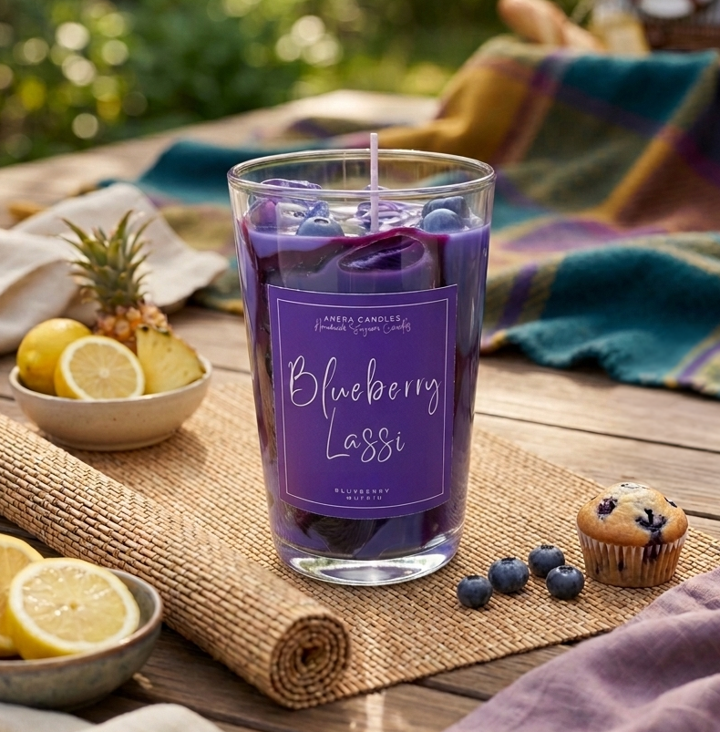 Blueberry-Lassi Cocktail-Kerze