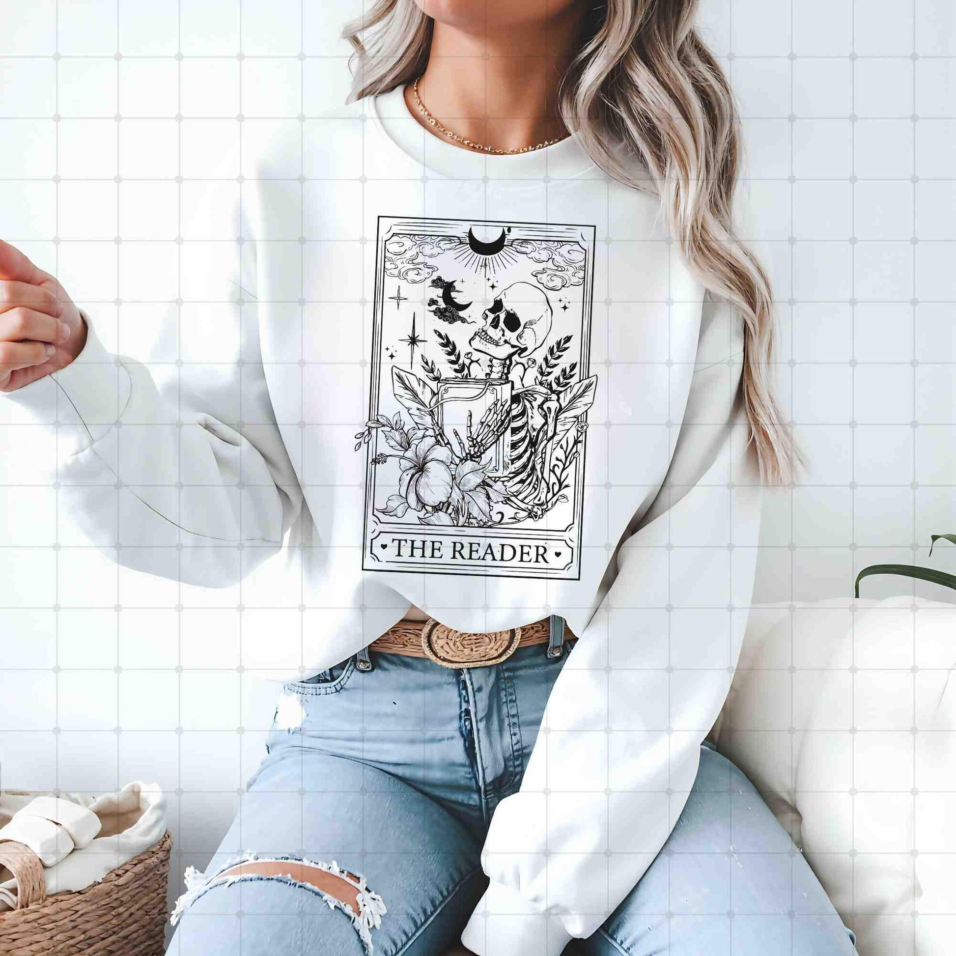 The Reader Sweater, booktok shirt, gift for a reader girl, dark academia, Bookfan Gift, love reading shirt, literary gift, tarot card shirt