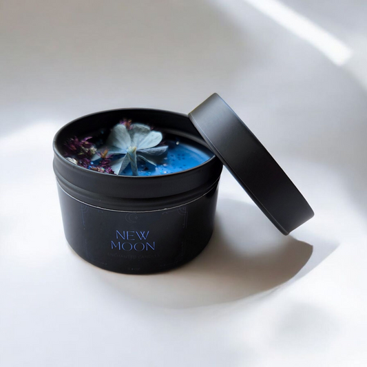New moon Tin Candle