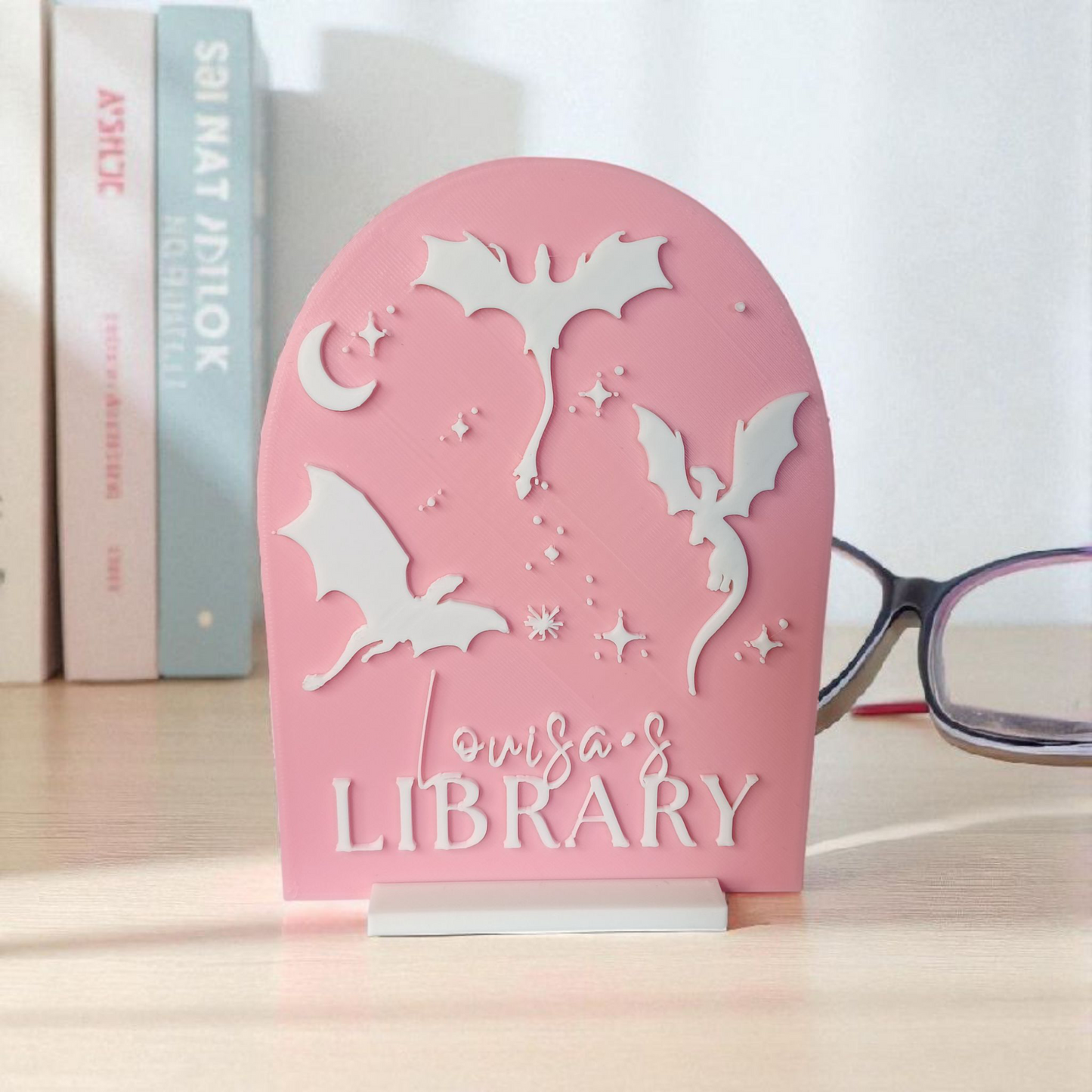 Personalisierbares Bibliotheksschild Drachen